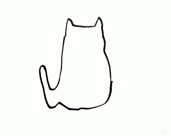 Learn to draw simple strokes, gray-eared kitten