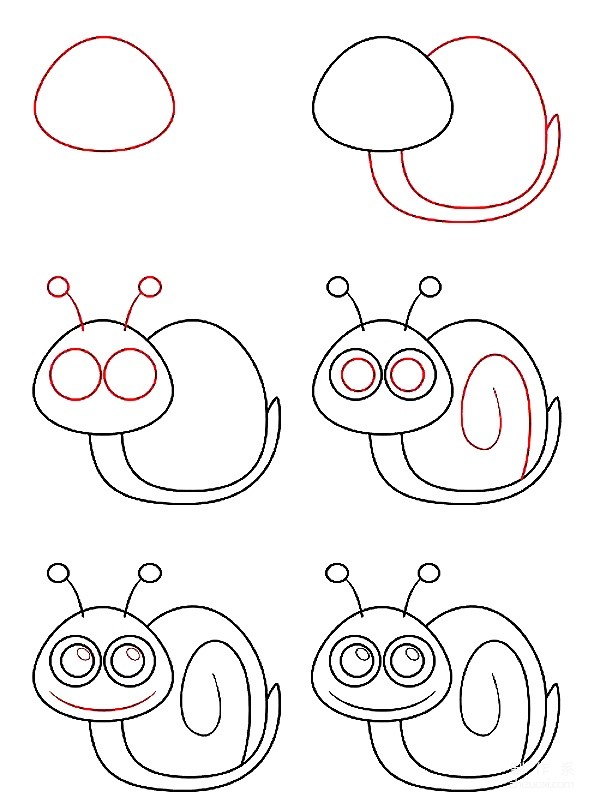 Learn to draw simple drawings, simple drawings of small snails