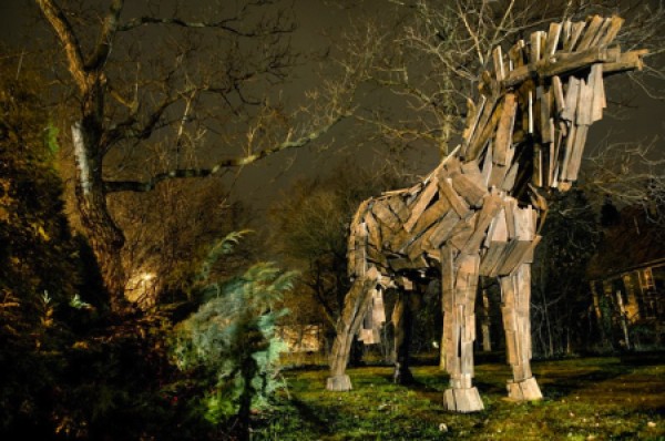 Giant wooden animal sculpture