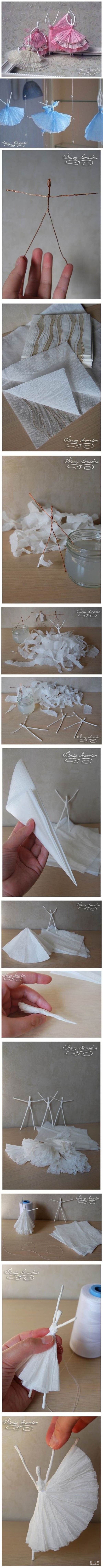 Tutorial on how to make a dancing figure from crepe paper