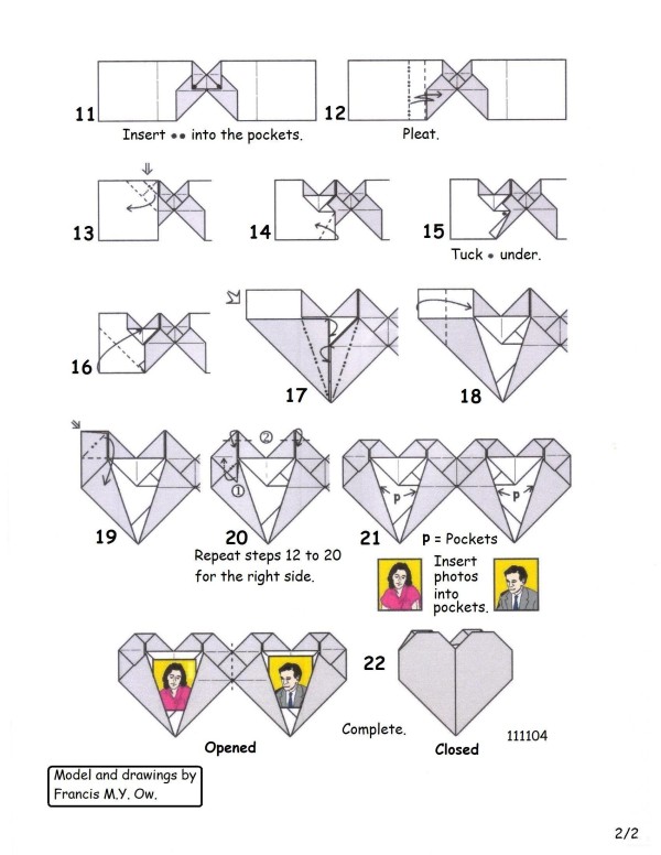 Origami handmade tutorial, Francis Ow Heart Locket handmade origami drawing tutorial