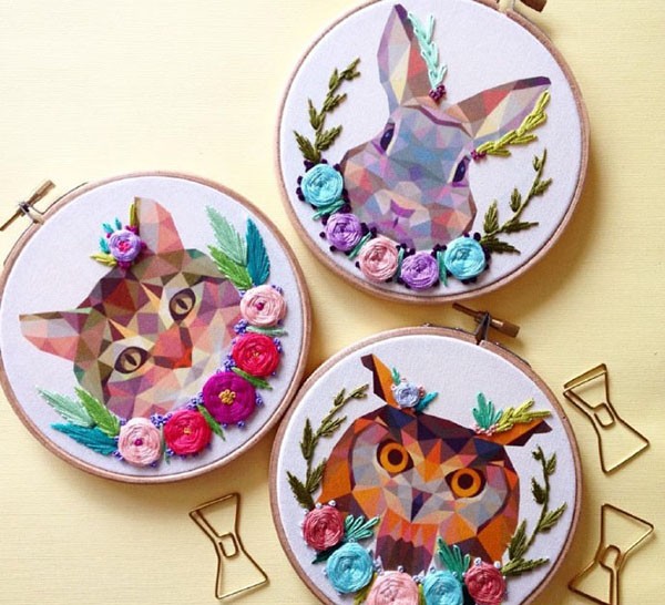 Creative embroidery handmade DIY cute little animals for appreciation