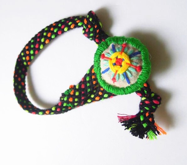 Handmade DIY beautiful colorful fabric embroidery watch bracelet