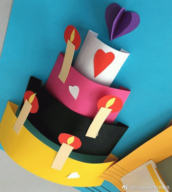 Simple three-dimensional cake greeting card DIY illustrated steps