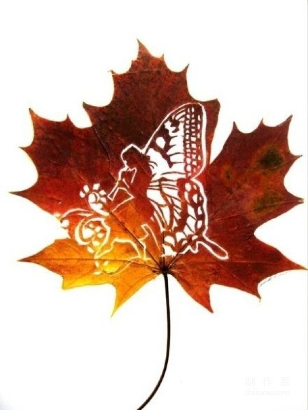 Using a knife and a needle to carve fallen leaves, I cried with this creativity.