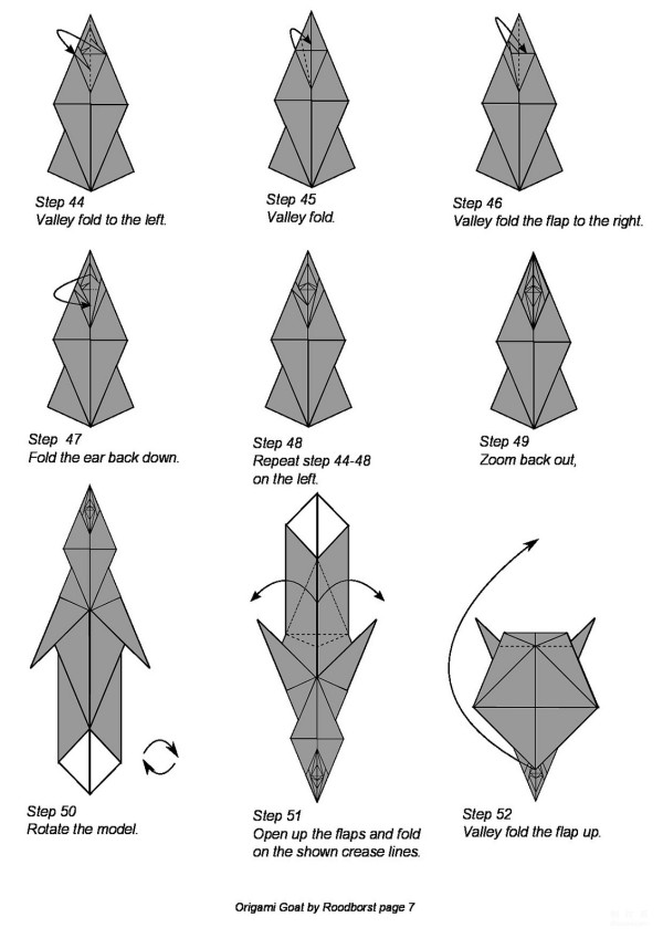 Paper craft hand-making tutorial, Root Borst animal origami goat hand-made origami drawing tutorial