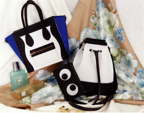 Handmade non-woven DIY funny robot shoulder bag backpack