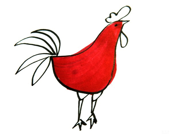 Learn to draw a simple drawing of a brave big rooster