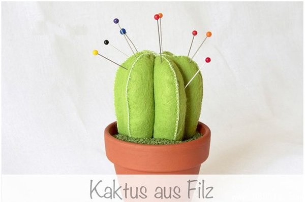 Green cactus DIY creative fabric pin bag