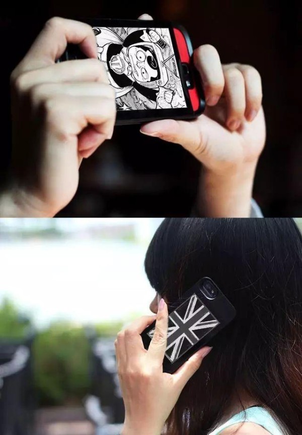 A mobile phone case that allows the iPhone to have two screens, one of which is a kindle!