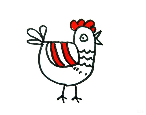 Learn to draw simple strokes, step-by-step tutorial on how to draw a chicken