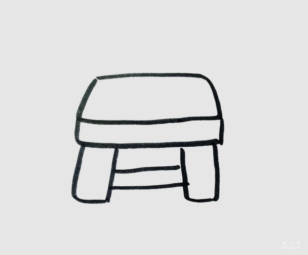 Learn to draw simple drawings, small bench