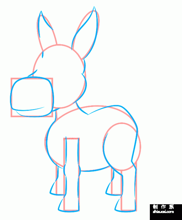 A collection of step-by-step pictures of simple drawings for kindergarten children, simple drawings of cute little animals, simple drawing methods of colored little donkeys