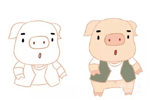 Learn to draw simple drawings of cute pigs