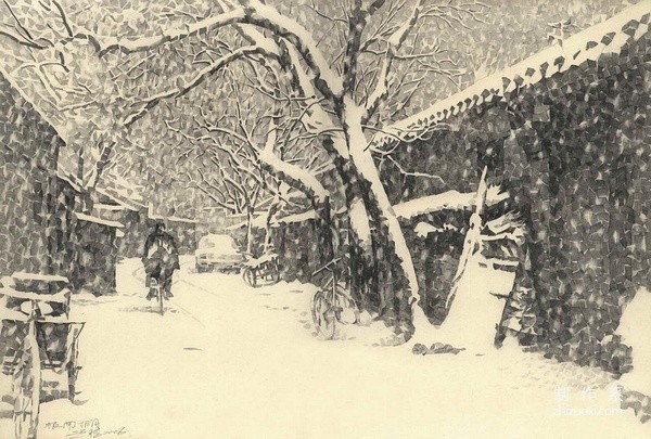 Use strokes to preserve the winter days of old Beijing hutongs. Author: Kuang Han