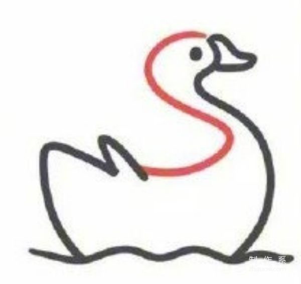 Learn to draw simple strokes, cute little swan