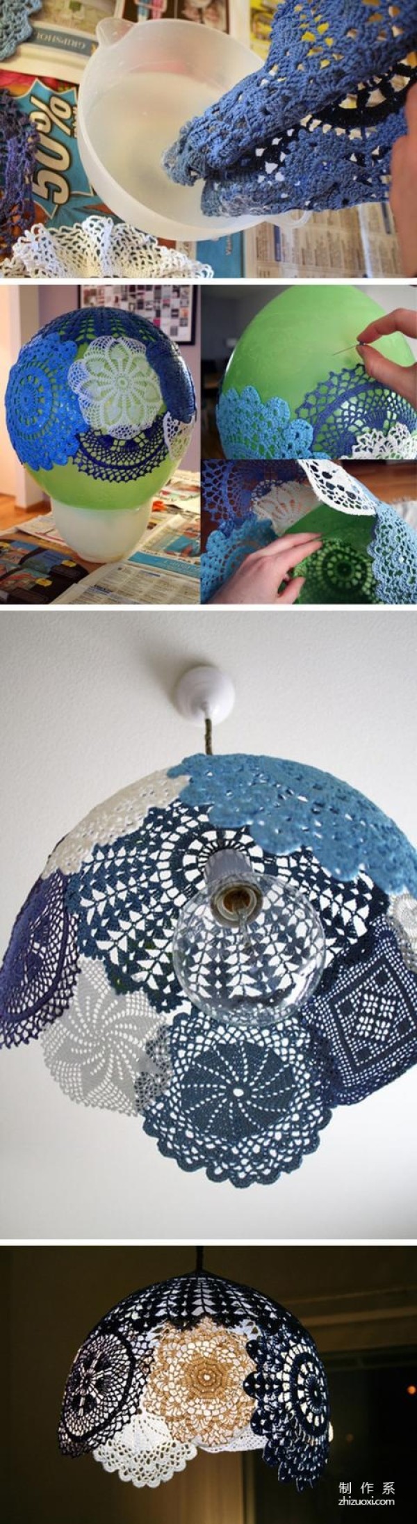 Creative lampshades made from white latex and wool