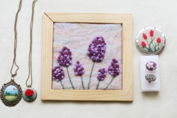 A collection of beautiful and elegant trinkets made from wool felt handmade DIY