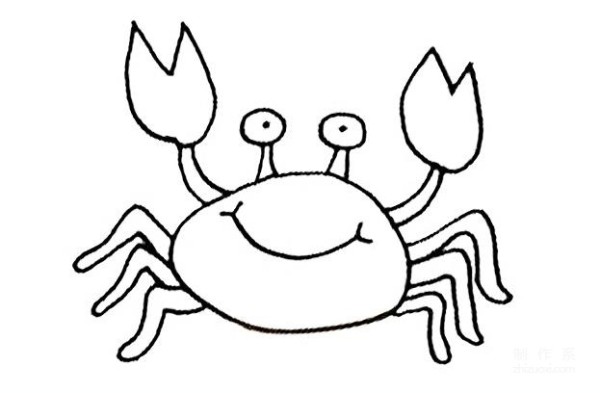 Steps to draw a big crab with simple strokes