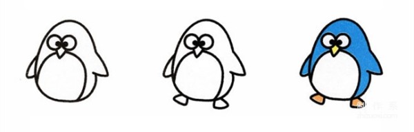 Learn to draw simple strokes, penguin