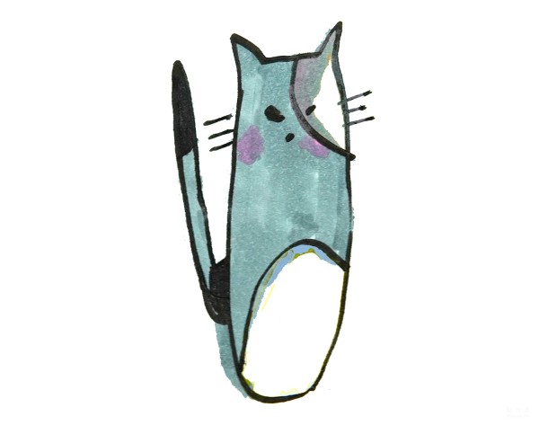 Learn to draw simple drawings, long-tailed cats