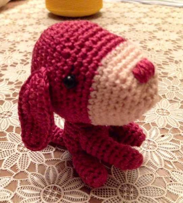 Red crochet fox-like puppy crochet doll product appreciation