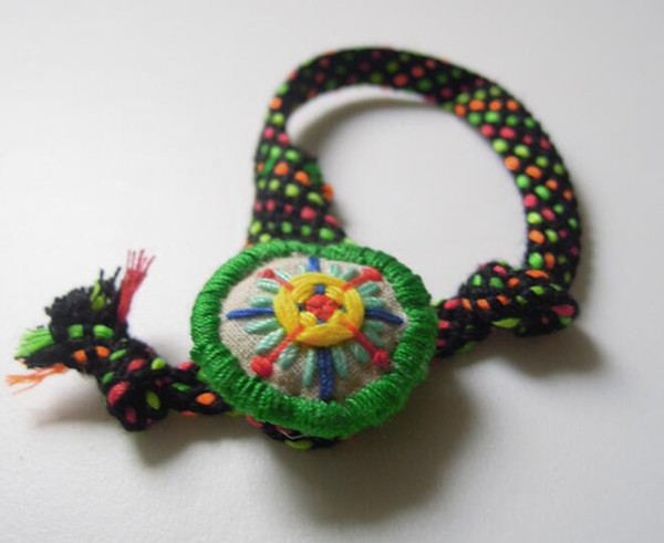 Handmade DIY beautiful colorful fabric embroidery watch bracelet