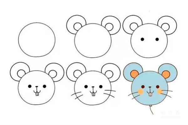 Cute animal little mouse balloon simple drawing