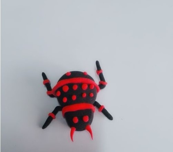 How to make ultra-light clay red-striped mutant spiders DIY handicrafts for primary school students