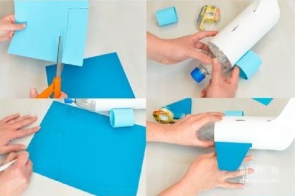 Use plastic Coke bottles, mineral water bottles and cardboard to make a beautiful airplane by hand