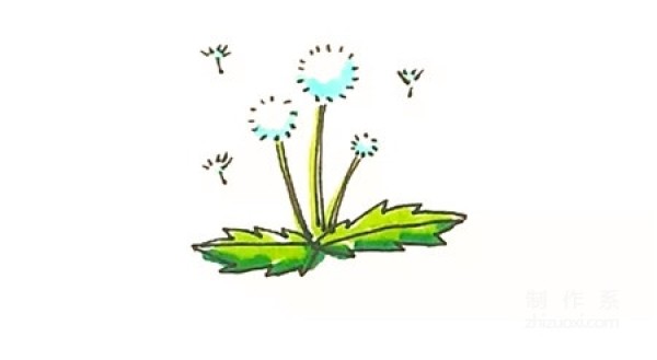 Learn to draw simple drawings, colorful dandelions