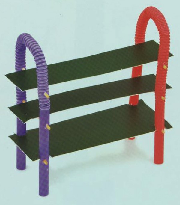 Illustration of the steps to DIY a homemade shoe rack using straws