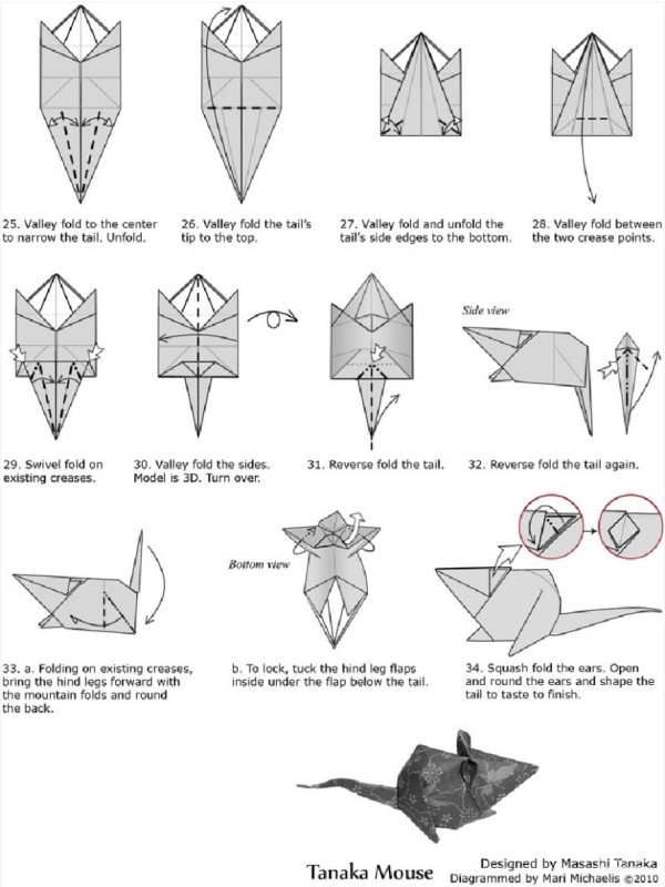 Paper art hand-made origami art, Tanaka Mouse hand-made origami drawing tutorial