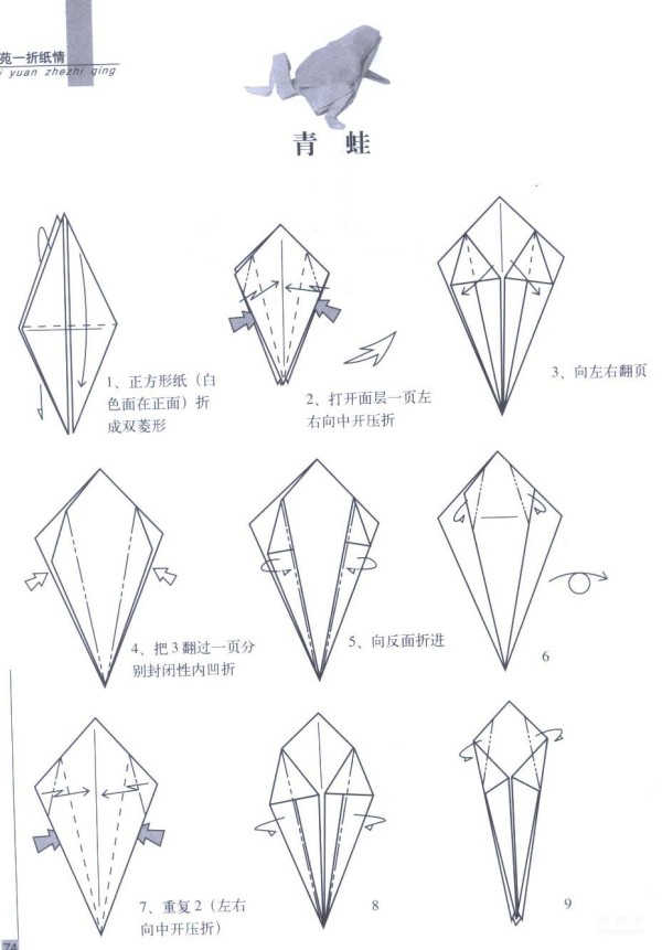 Paper art hand-making tutorial, Xu Juhong Squatting Frog Hand-made origami drawing tutorial