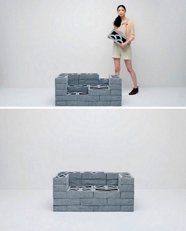 sofa made of soft bricks