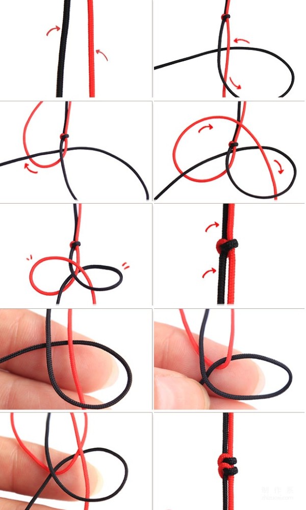 How to weave a simple and beautiful 2-strand red rope bracelet