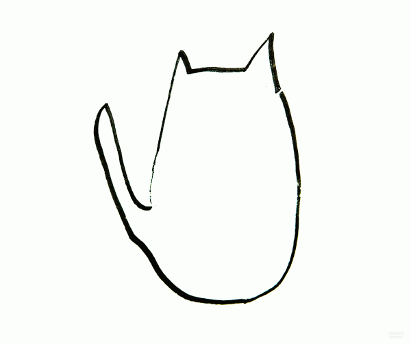 Learn to draw simple strokes, cat with tail