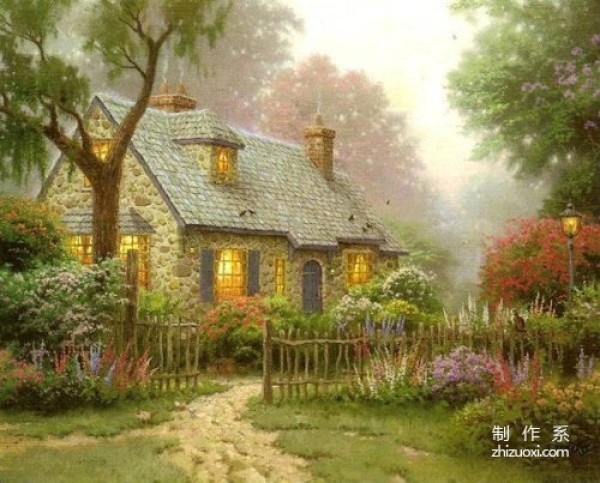 Beautiful illustration of dreamlike country house