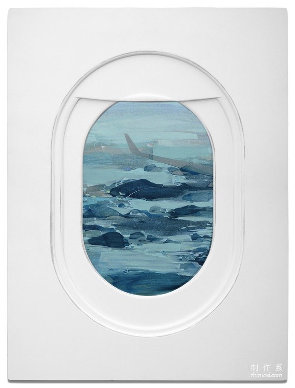 Creative paintings outside the airplane window, very beautiful scenery