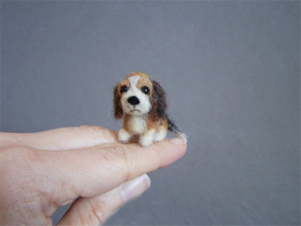 Appreciation of handmade wool felt DIY simulation of cute puppy works