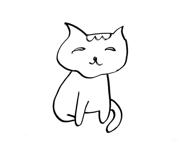 Learn to draw simple strokes, tutorial on how to draw a red-lipped kitten