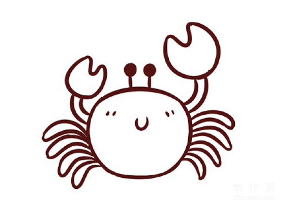 Learn to draw simple strokes, simply draw a crab