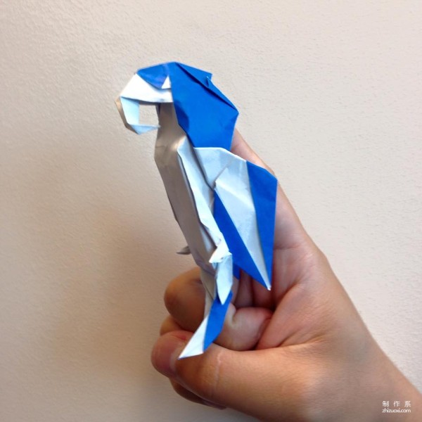 Paper art handmade origami art, a beautiful parrot handmade origami real shot tutorial