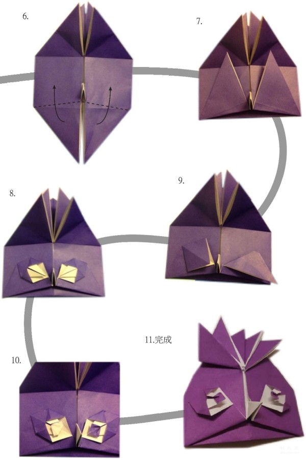 Manual origami tutorial, punk chicken origami drawings and folding sequence tutorial