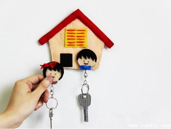 DIY creative handmade couples love cabin fabric key sticker