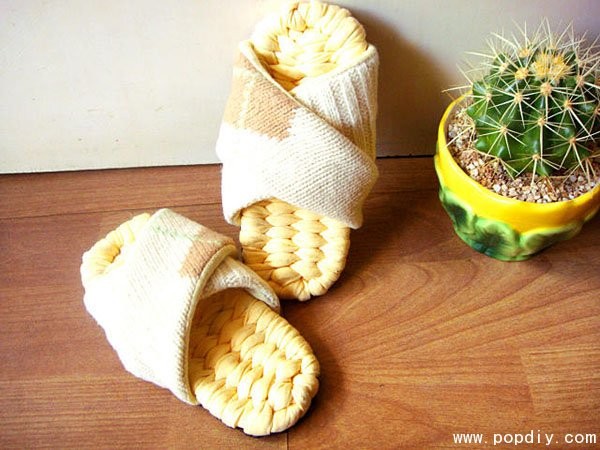 Handmade creative DIY weaving to make beautiful fabric slippers