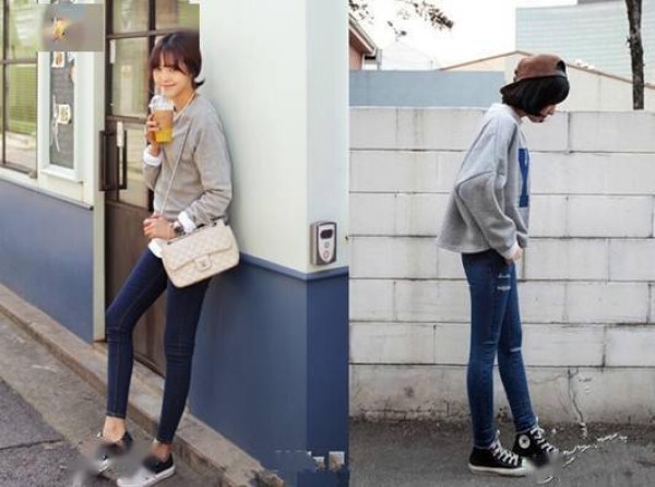 Matching skills to look thinner and taller, loose top + small pants~