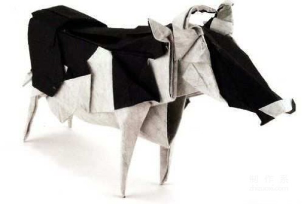 Paper art hand-made origami art, Kawahata Fumaki cow hand-made origami drawing tutorial