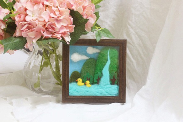 Wool felt DIY three-dimensional photo frame landscape decorative painting appreciation