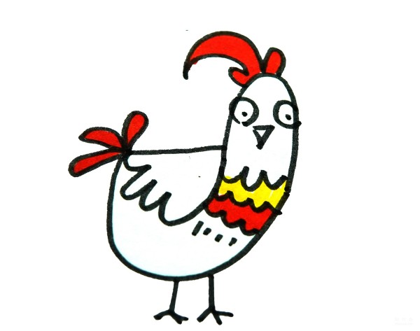 Learn to draw a simple drawing of a proud big rooster